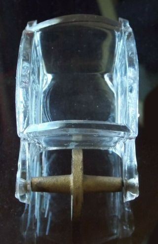 Antique Clear Glass Wheel Barrow Candy Container 3