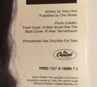 John Lennon & Yoko Ono / Every Man Has A Woman / 2001 Promo 45 w Picture Sleeve 3