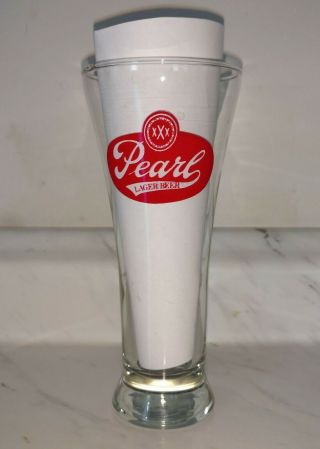 Vintage Pearl Lager Beer Pilsner Glass Solid Red Logo