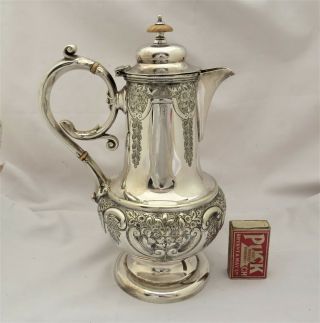 Victorian Silver Plated Hot Water Jug / Claret Jug 1880