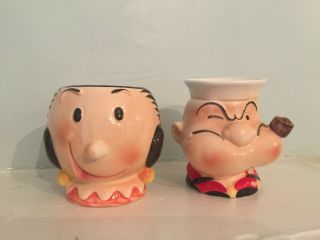Vintage Popeye And Olive Oyl Mugs,  King Syndicate,  1980