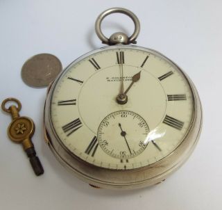 Fine Large English Antique 1902 Solid Silver & Gold Mounted Pocket Watch