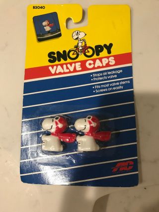 Peanuts Snoopy Flying Ace Bicycle Bike Accessory Tire Valve Caps Pair