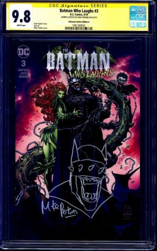 Batman Who Laughs 3 Variant Cgc Ss 9.  8 Signed Bwl Sketch Mike Perkins Nm/mt