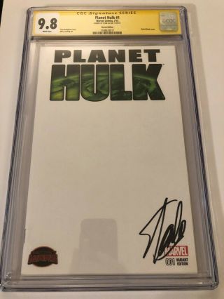 Planet Hulk Secret Wars 1 Blank Variant Cgc 9.  8 Ss Signed By Stan Lee