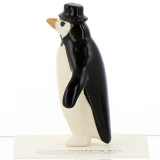 Penguin With Top Hat Miniature Ceramic Figurine Made In The Usa By Hagen - Renaker