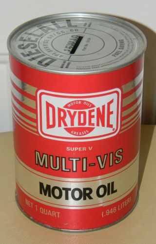 Vintage Drydene Advertising Oil Can Bank Near Great Display Service Station