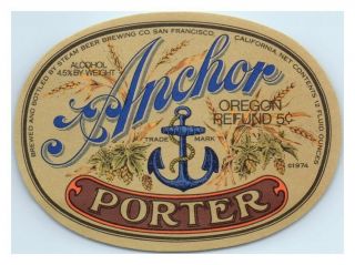 1974 Anchor Porter Beer Bottle Label L4