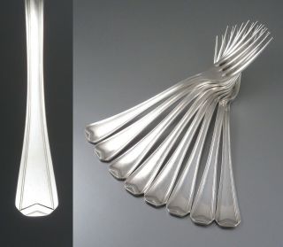 Rare 1930’s French Christofle “art Deco” Silver Plated Forks,  “chevron” Pattern