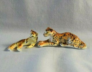 Vintage Miniature Bone China Cheetah Figurines