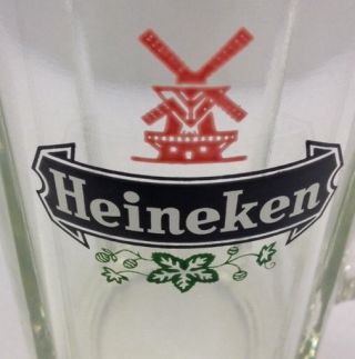 Heineken Clear Glass Beer Mug Stein Heavy Tall Windmill Amsterdam Holland 2