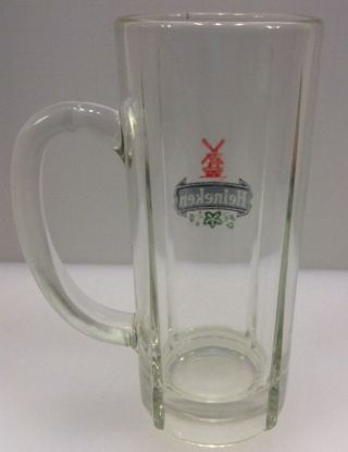Heineken Clear Glass Beer Mug Stein Heavy Tall Windmill Amsterdam Holland 3