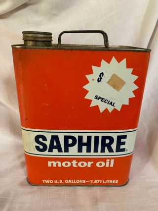 Vintage Gulf Saphire Supreme 2 Gallon Metal Motor Oil Can