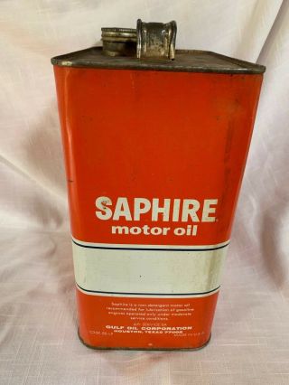 Vintage Gulf Saphire Supreme 2 Gallon Metal Motor Oil Can 3