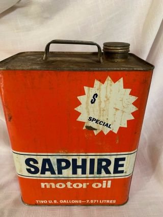 Vintage Gulf Saphire Supreme 2 Gallon Metal Motor Oil Can 4