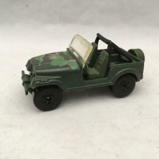 Vintage 1981 Hot Wheels Jeep Cj - 7 Camo Army Green W Star On Hood Black Walls