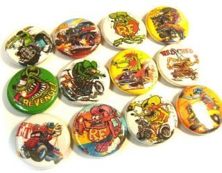 12 Rat Fink Ed Big Daddy Roth Weird - Ohs One Inch Buttons 1 " Badges Hot Rod Set 1