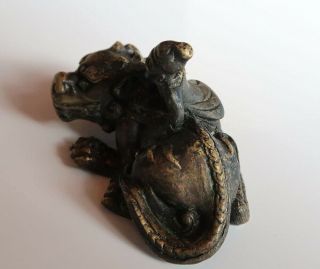 VERY RARE CHINESE ANTIQUE GILT BRONZE PAPERWEIGHT FIGURE QING DYNASTY 6
