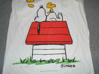 SNOOPY & WOODSTOCK PEANUTS VINTAGE 80 ' S TWIN BED COMFORTER DUVET COVER Z2 3