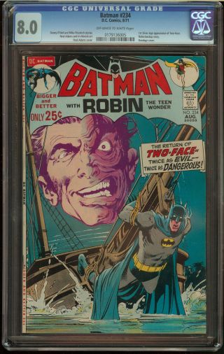 Batman 234 Cgc 8.  0 Ow/w Pgs First Sa Appear Two Face Hot Bronze Age Key Comic