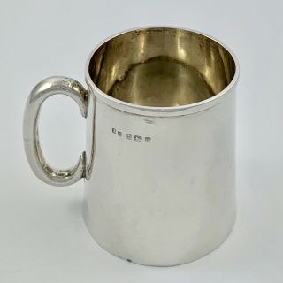 Antique Edwardian Solid Sterling Silver Christening Mug Cup - Birmingham 1906