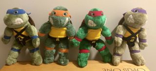1989 Rare Vintage 4 Tmnt Teenage Mutant Ninja Turtles Plush Stuffed Animals 9 "