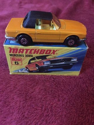 Vintage Lesney Matchbox Superfast Boxed Mercedes 350 Sl Orange