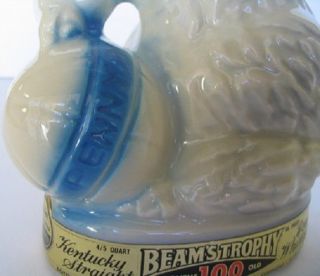 PENNY THE WHITE POODLE GOLD COLLAR BLUE STRIPED BALL 1970 BEAM TROPHY DECANTER 2