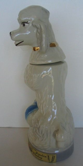 PENNY THE WHITE POODLE GOLD COLLAR BLUE STRIPED BALL 1970 BEAM TROPHY DECANTER 4