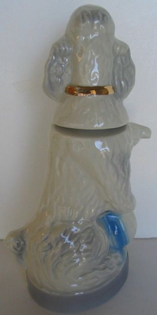 PENNY THE WHITE POODLE GOLD COLLAR BLUE STRIPED BALL 1970 BEAM TROPHY DECANTER 5