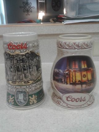 Set Of 2 Coors Beer Stein Mug One1990 From Brazil And One 1998 By Tim Stortz