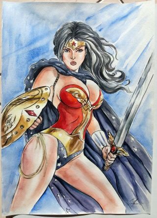 A00750 Wonder Woman 11x17 " By Ribec Not A Print Art Drawing Comics