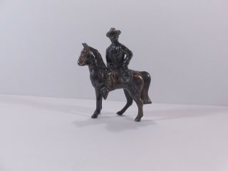 Vintage Small 3 " H Western Cowboy Rider & Horse Saddle Bronze Copper Metal