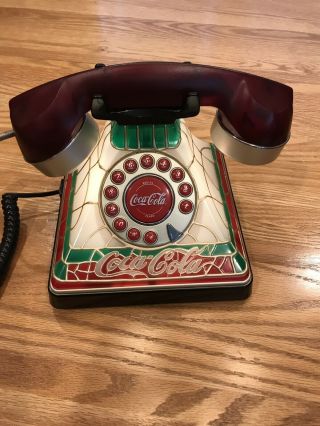 Coca Cola Stained Glass Look Light - Up Push Button Telephone 2