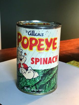 Vintage Allen’s Popeye Spinach Can 14oz Great Vintage Advertising Usa