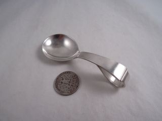 GEORG JENSEN PYRAMID STERLING SILVER BABY SPOON DENMARK CURVED HANDLE 4