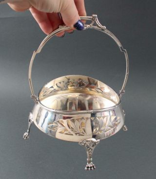 Hallmarked Antique Secessionist Period,  German 800 Silver Pierced Handled Basket