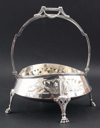 Hallmarked Antique Secessionist Period,  German 800 Silver Pierced Handled Basket 3