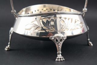 Hallmarked Antique Secessionist Period,  German 800 Silver Pierced Handled Basket 5