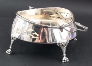 Hallmarked Antique Secessionist Period,  German 800 Silver Pierced Handled Basket 7