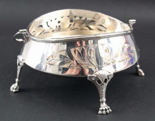 Hallmarked Antique Secessionist Period,  German 800 Silver Pierced Handled Basket 8