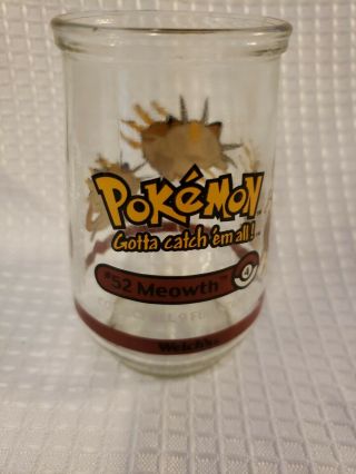 3 Pokemon 07 Squirtle 52 Meowth & 61 Poliwhirl Welchs Jelly Jar Glasses 1999 5
