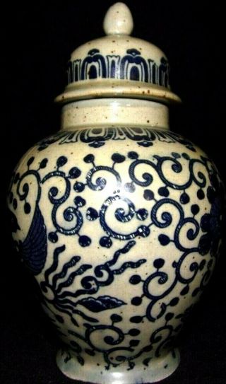 Huge Rare Antique Chinese Porcelain Blue White Jar With Lid Early 19th Century 3