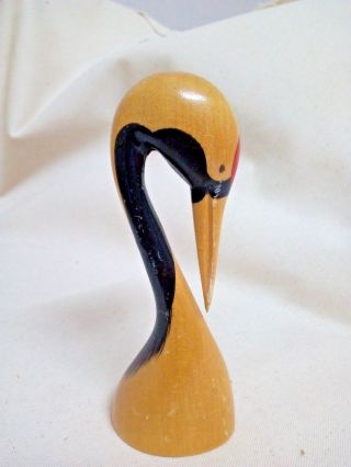 Carved Vintage Bird Pelican Wooden Figurine Statue Wood Home Decor Collectible