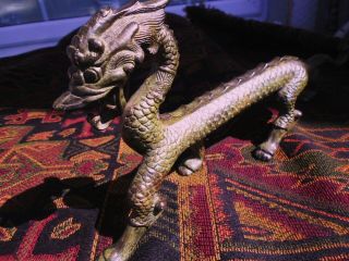Antique Chinese Bronze Oriental Dragon Stunning Old Item 13 " X 6 ".  1/2