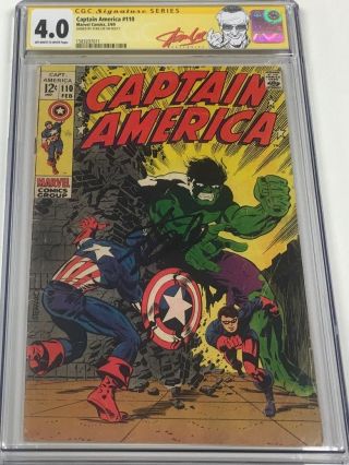 Marvel Captain America 110 Signed Stan Lee Cgc 4.  0 Red Label 1st Madame Hydra