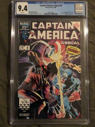 Captain America Annual 8 Cgc 9.  4 Nm Near Classic Zeck Vs.  Wolverine Cover