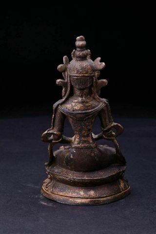 Elegant Old Chinese Tibetan Bronze Buddha Seated Statue Sculpture 4
