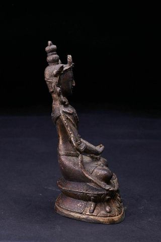 Elegant Old Chinese Tibetan Bronze Buddha Seated Statue Sculpture 5