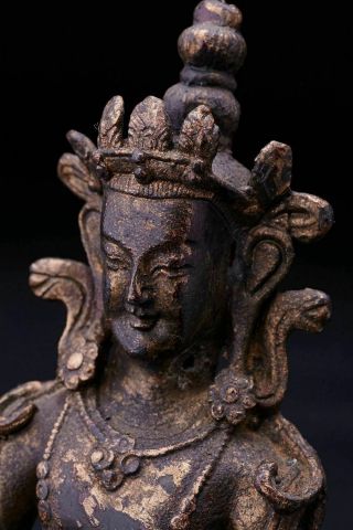 Elegant Old Chinese Tibetan Bronze Buddha Seated Statue Sculpture 6